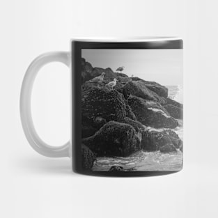 Seagulls and Breaking Waves on Rockaway Beach Mug